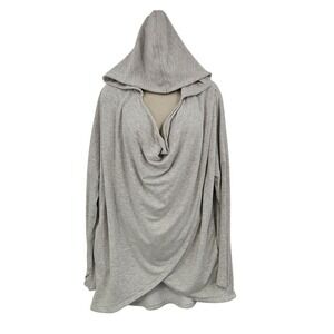 Athleta Hoodie Womens Large Heather Gray Purana Wrap Sweatshirt Draped Cowl Neck